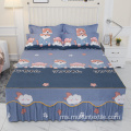 Set Bedskirt Bercetak Microfiber 100% Poliester